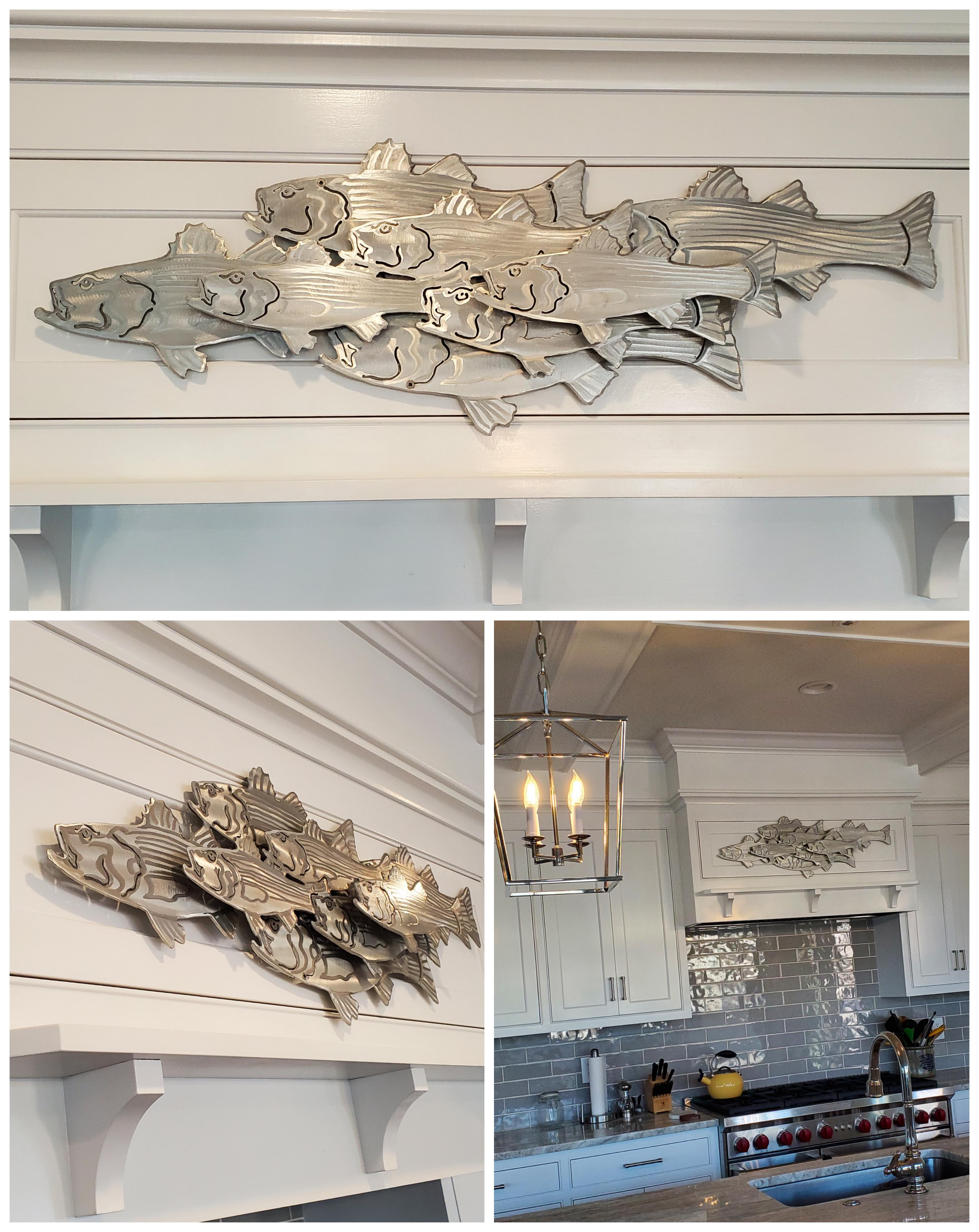 Alumimum fish wall sculpture in 3D
