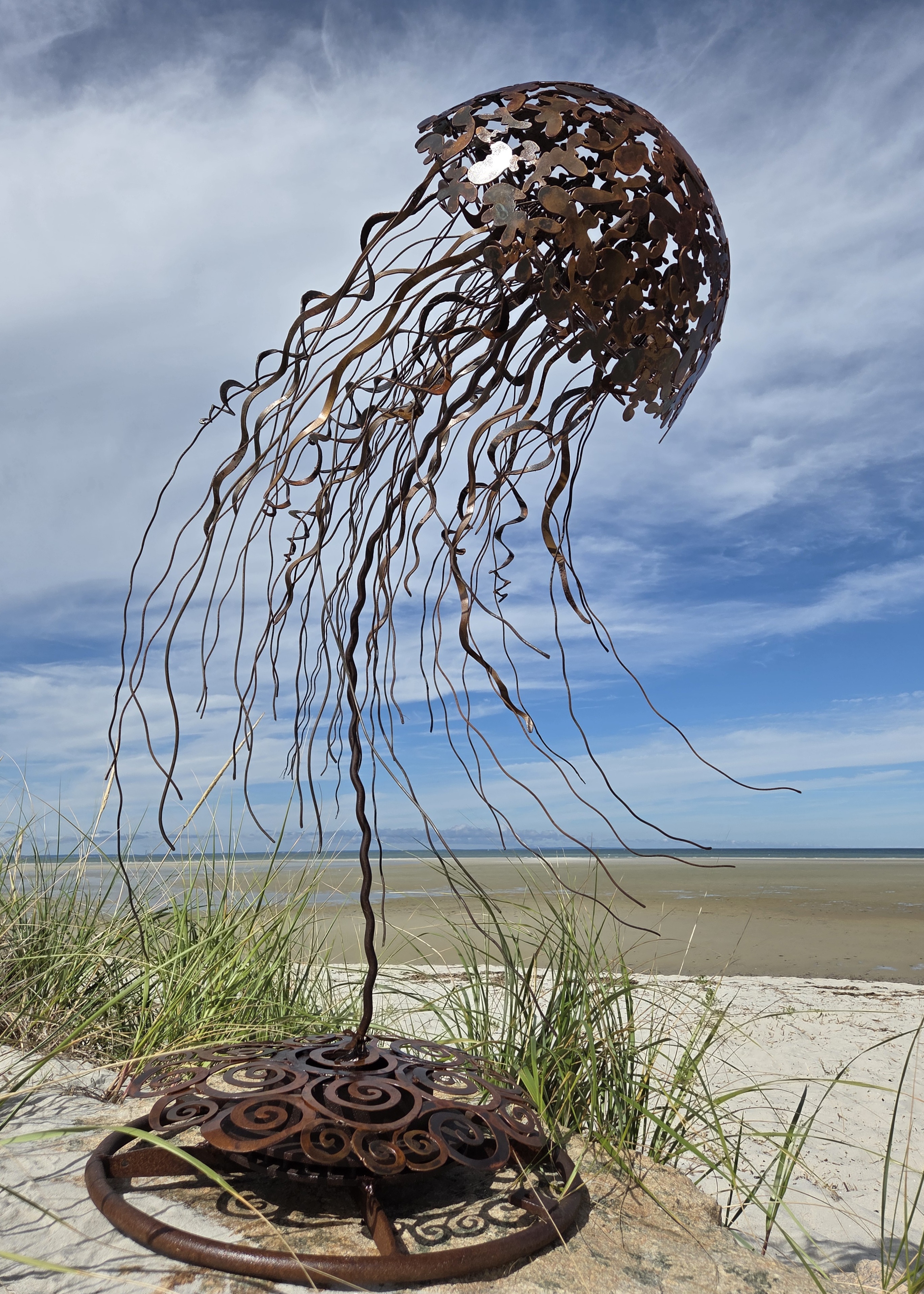 Jellyfish sculpture on beach