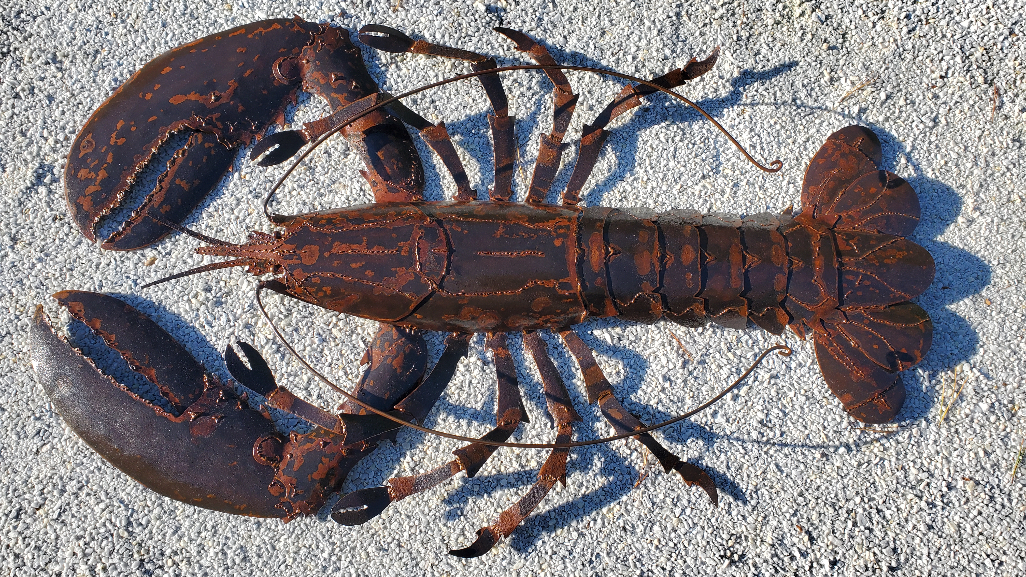 Metal lobster sculpture
