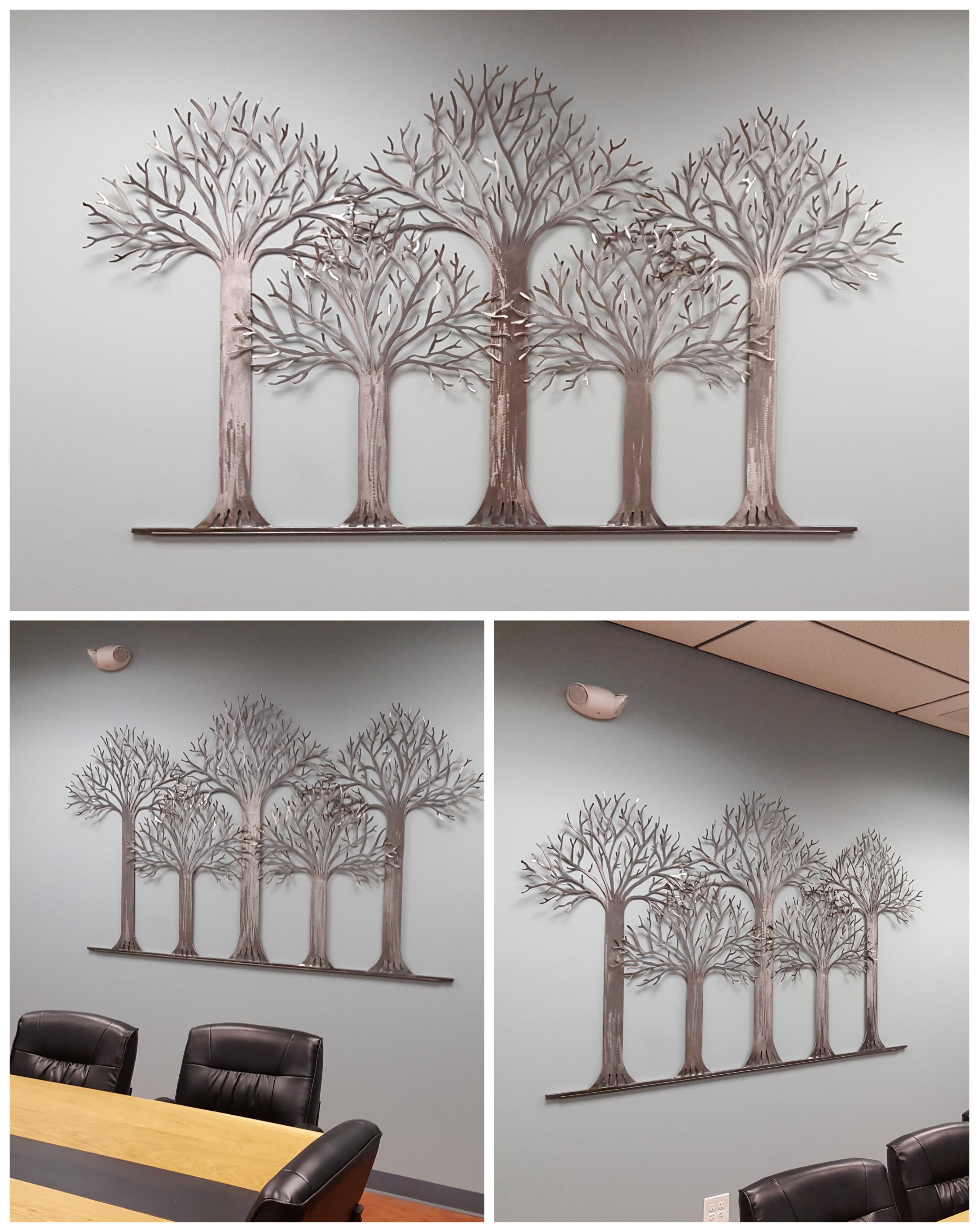 Metal wall trees sculptures